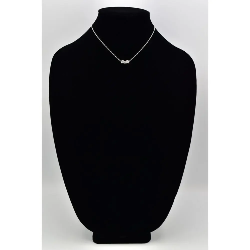 Christian Dior Vintage Block Logo Necklace Pendant Charm CD Silver Signed BinBJ